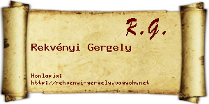 Rekvényi Gergely névjegykártya